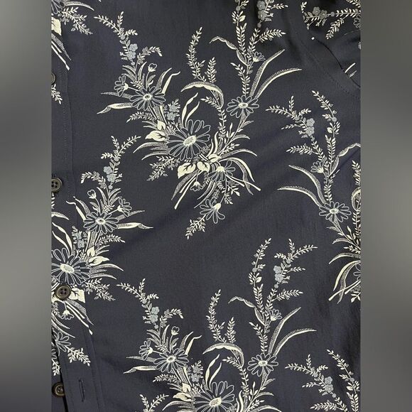 Express Navy Blue Floral Long Sleeve Shirt Stretch Extra Slim Sz M 15 - 15 1/2 - Picture 5 of 8